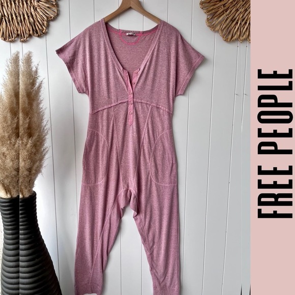 SOLD -M- Free People jumpsuit XS one-piece henley romper harem onesie - Picture 3 of 6